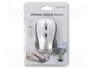 Optical mouse; black,silver; USB A; wireless; 10m; No.of butt: 4 GEMBIRD