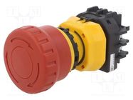 Switch: emergency stop; 22mm; NC x2 + NO x2; red; IP65; mushroom 