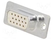 Connector: D-Sub HD; PIN: 15; socket; female; on PCBs; straight; THT Deltron AG