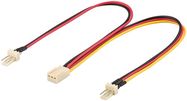 Y Power Cable for PC Fan, 3-Pin Male/Female, 0.22 m - 2 Fan male (3-Pin) > Fan female (3 pin)