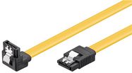 PC Data Cable, 6 Gbit/s, 90° Clip, 0.1 m, yellow - SATA L-Type male  > SATA L-Type male 90°