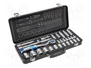 Wrenches set; 6-angles,socket spanner; Mounting: 1/2"; 29pcs. HÖGERT TECHNIK