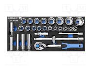 Tool: wrenches set; 28pcs; Kind of wrench: socket spanner HÖGERT TECHNIK