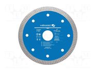 Cutting diamond wheel; Ø: 115mm; Øhole: 22.2mm; Disc thick: 1.2mm HÖGERT TECHNIK