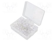 Kit: LED; THT; 8mm; 50pcs; white cold; 3÷15V; plastic box; 7.5mA; 30° 