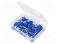 Kit: LED; THT; 8mm; 50pcs; blue; 3÷15V; plastic box; 7.5mA; 60° OPTOSUPPLY