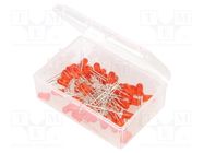 Kit: LED; THT; 5mm; 50pcs; red; 3÷15V; plastic box; 8mA; 30°; 3000mcd OPTOSUPPLY