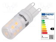 LED lamp; warm white; G9; 230VAC; 300lm; P: 2.6W; 300°; 2700K PHILIPS