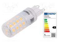 LED lamp; warm white; G9; 230VAC; 480lm; P: 4W; 300°; 2700K PHILIPS