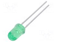 LED; green; 5mm; 19÷60mcd; 36°; Front: convex; 2.1÷2.6VDC LITEON