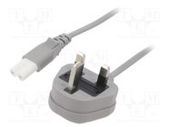 Cable; 2x0.75mm2; BS 1363 (G) plug,IEC C7 female; PVC; 5m; grey LIAN DUNG