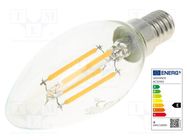 LED lamp; warm white; E14; 230VAC; 470lm; P: 4W; 2700K; CRImin: 80 ams OSRAM