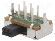 Switch: slide; Pos: 2; DPDT; ON-ON; THT; Leads: for PCB,angled; EG E-SWITCH