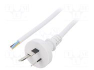 Cable; 3x1mm2; AS/NZS 3112 (I) plug,wires; PVC; 3m; white; 10A LIAN DUNG