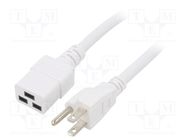 Cable; 3x14AWG; IEC C19 female,NEMA 5-15 (B) plug; PVC; 2m; white LIAN DUNG