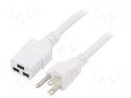 Cable; 3x14AWG; IEC C19 female,NEMA 5-15 (B) plug; PVC; 2m; white LIAN DUNG