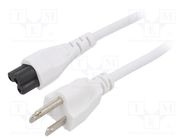 Cable; 3x18AWG; IEC C5 female,NEMA 5-15 (B) plug; PVC; 3m; white LIAN DUNG