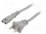 Cable; 2x18AWG; IEC C7 female,NEMA 1-15 (A) plug; PVC; 5m; grey LIAN DUNG