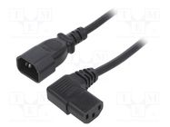 Cable; 3x1mm2; IEC C13 female 90°,IEC C14 male; PVC; 1m; black 