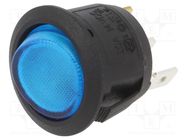 ROCKER; SPST; Pos: 2; ON-OFF; 20A/14VDC; blue; LED; RA; Body: black SWITCH COMPONENTS