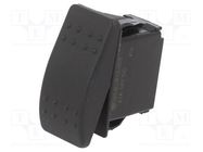 ROCKER; SPST; Pos: 2; OFF-(ON); 10A/250VAC; black; IP56; none; SRD SWITCH COMPONENTS