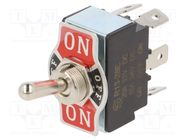 Switch: toggle; Pos: 3; DPDT; ON-OFF-ON; 20A/12VDC; TB/TB2; 0÷55°C SWITCH COMPONENTS