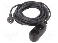 Extension lead; 3x1.5mm2; Sockets: 2; PVC; black; 10m; 16A JONEX