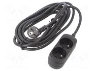 Extension lead; 3x1.5mm2; Sockets: 2; PVC; black; 5m; 16A JONEX