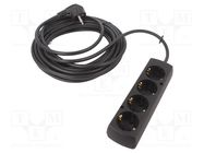 Extension lead; 3x1.5mm2; Schuko; Sockets: 4; PVC; black; Len: 10m JONEX