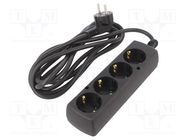 Extension lead; 3x1.5mm2; Schuko; Sockets: 4; PVC; black; Len: 3m JONEX