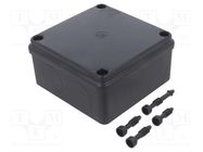 Enclosure: multipurpose; X: 100mm; Y: 100mm; Z: 50mm; black; IP65 PAWBOL