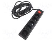 Extension lead; 3x1.5mm2; 5m; PVC; black; Sockets no: 5; 16A JONEX