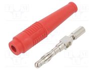 Plug; 4mm banana; 32A; 30VAC; 60VDC; red; non-insulated; 2.5mm2 STÄUBLI