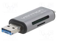 Card reader: memory; USB A plug,USB B micro plug,USB C plug VENTION