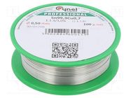 Tin; lead free; Sn99,3Cu0,7; 0.5mm; 100g; reel; 227°C; 3%; Flux: SW32 