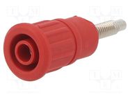 Connector: 4mm banana; socket; 32A; 1kV; red; on panel,push-in STÄUBLI