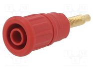 Connector: 4mm banana; socket; 32A; 1kV; red; on panel,push-in STÄUBLI