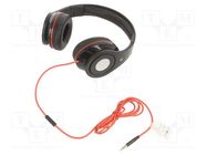 Headphones with microphone; black; Jack 3,5mm; headphones; 1.5m GEMBIRD