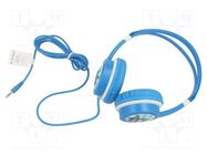 Headphones; blue; Jack 3,5mm; headphones; 1.2m; 85dB GEMBIRD