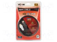 Cable; HDMI plug,both sides; PVC; HDMI 2.0; 1.8m; black; 32AWG VCOM