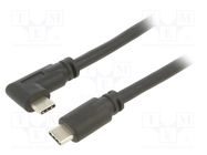 Cable; USB 3.2; USB C plug,USB C angled plug; 5m; black; 5Gbps 