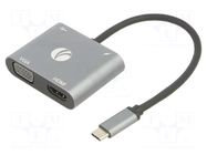 Adapter; USB 2.0,USB 3.0; nickel plated; 0.15m; black; PVC; 100W VCOM