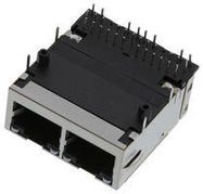 RJ45 CONNECTOR, JACK, 8P8C, 2PORT, TH