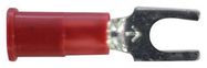 TERMINAL, BLOCK FORK, STUD 6, CRIMP, RED