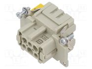 Connector: HDC; contact insert; female; Han® ES; PIN: 6; 6+PE; 16A HARTING