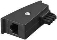 TAE Telephone Adapter Plug, black - TAE-F male (PIN 1/2) > RJ45 female (8P2C) (PIN 1/8)