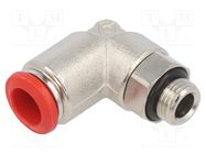 Push-in fitting; angled; -0.99÷20bar; nickel plated brass 