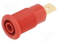 Connector: 4mm banana; socket; 32A; 1kV; Cutout: Ø12.2mm; red; brass STÄUBLI