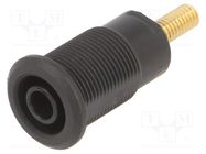 Connector: 4mm banana; socket; 32A; black; gold-plated STÄUBLI