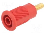 Laboratory connector: 4mm banana; socket; 32A; red; gold-plated STÄUBLI